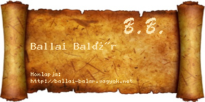 Ballai Balár névjegykártya